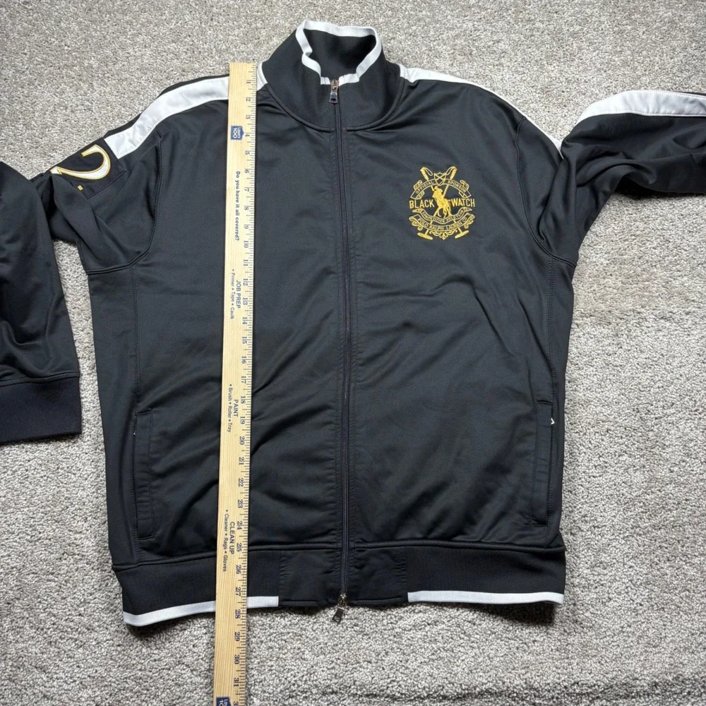 Polo Ralph Lauren Black Watch Polo Team Track‎ Jacket XL Black White Gold Zip